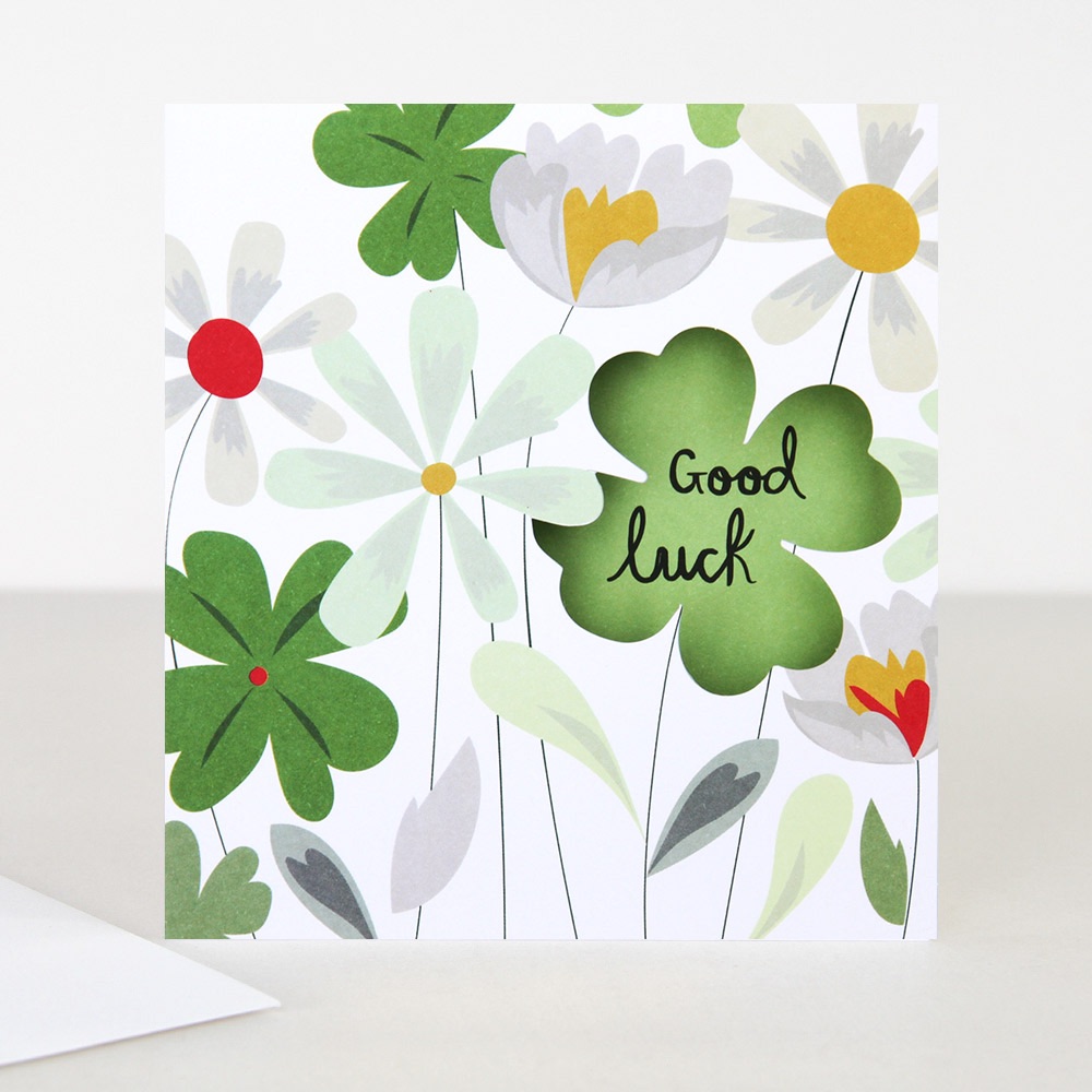 Good luck card, good luck clover card, modern cards | CeFfi