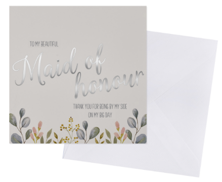Thank you maid of honour card, maid of honour card, wedding thank you cards