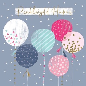 Penblwydd Hapus Balloons - Card