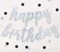 <!--001-->Silver Holographic Happy Birthday - Bunting