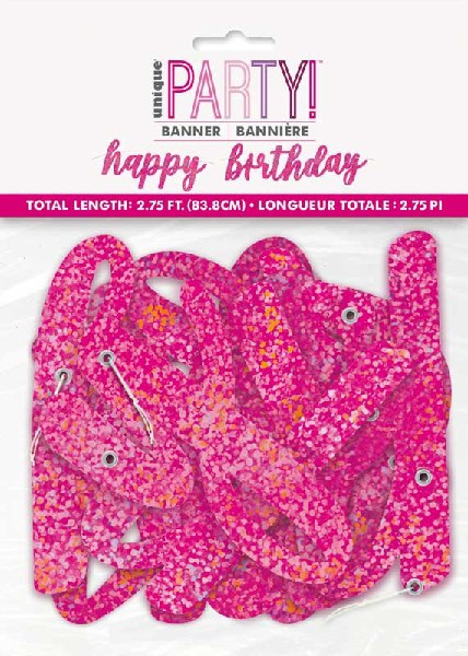 Pink Holographic Happy Birthday - Bunting