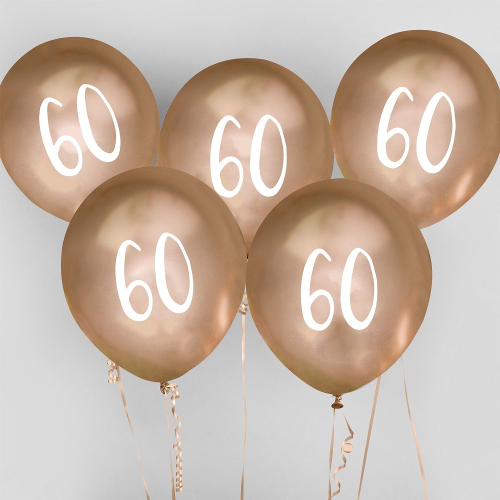 gold 60 balloons, 60 balloons, gold 60th balloons, 60th balloons