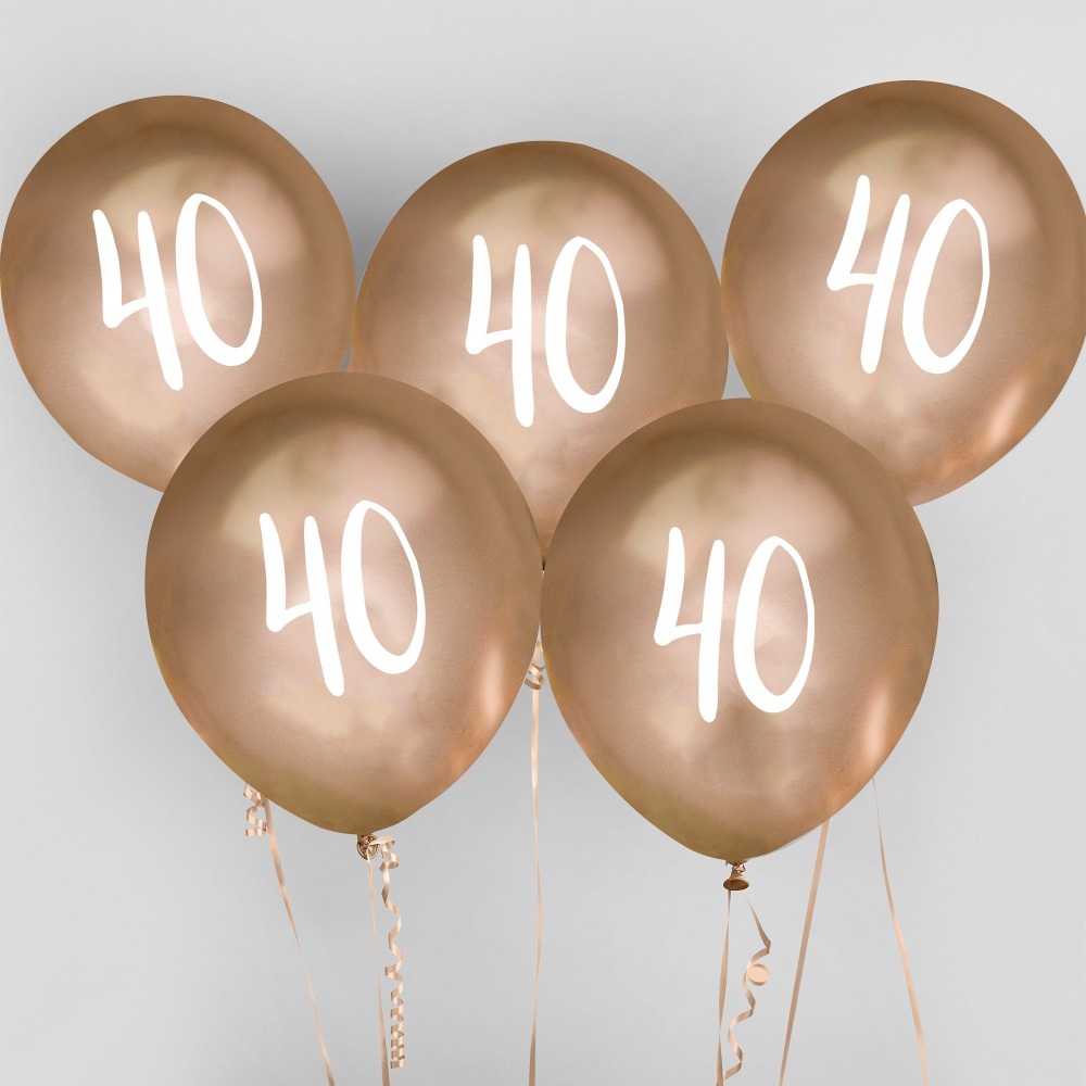 40th gold balloons, gold 40th balloons, 40 balloons, balloons for 40th