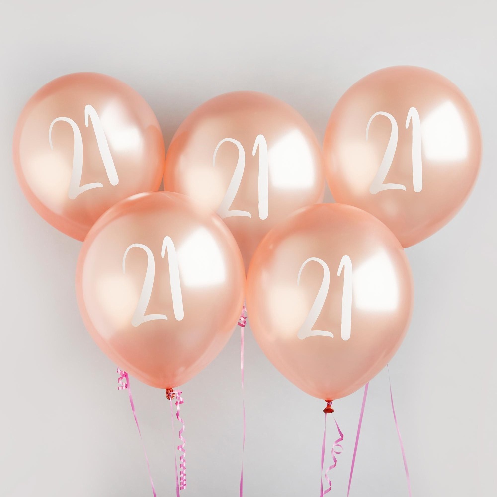 21st roes gold balloons, rose gold 21st balloons, 21 balloons, balloons for