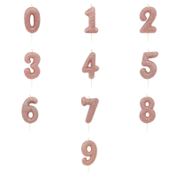 <!--021--> Rose Gold Glittery Number - Candle