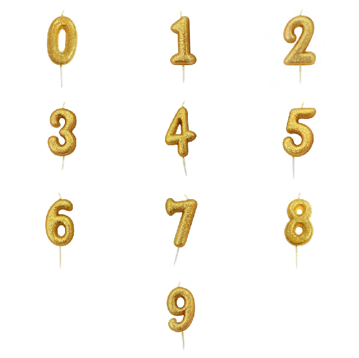  Gold Glittery Number - Candle
