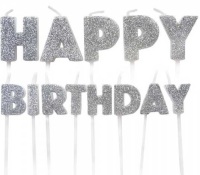 <!--008--> Happy Birthday Candles - Silver