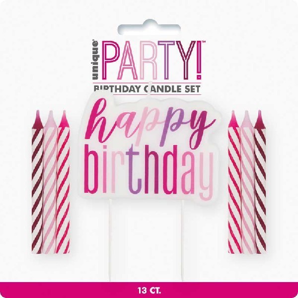  Happy Birthday Candles Set - Pink