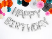 Silver Happy Birthday - Balloon Bunting