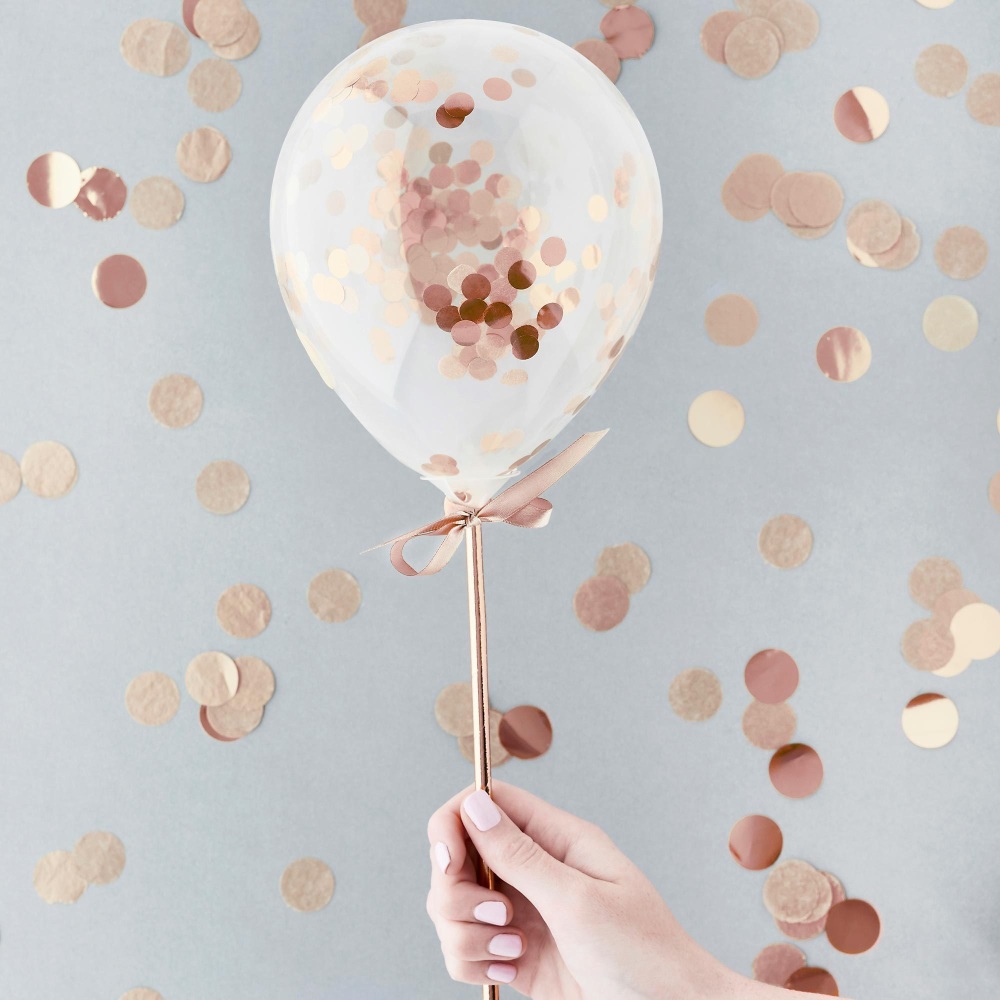 Mini Confetti Balloons - Rose Gold