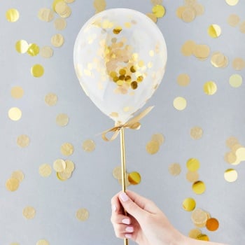 Mini Confetti Balloons - Gold