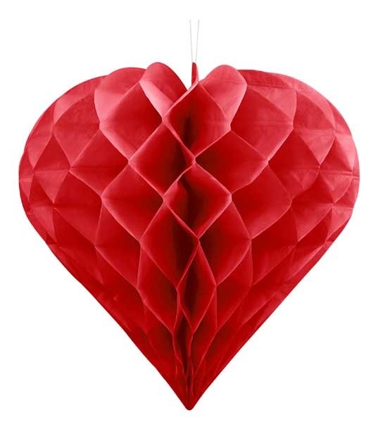 red honeycomb heart, honeycomb heart decoration, heart paper decoration