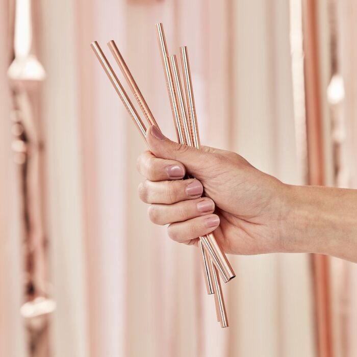 Rose gold reusable straws, stainless steel straws, rose gold stainless stee