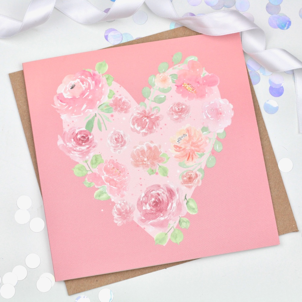 Floral Heart - Plain  - Card