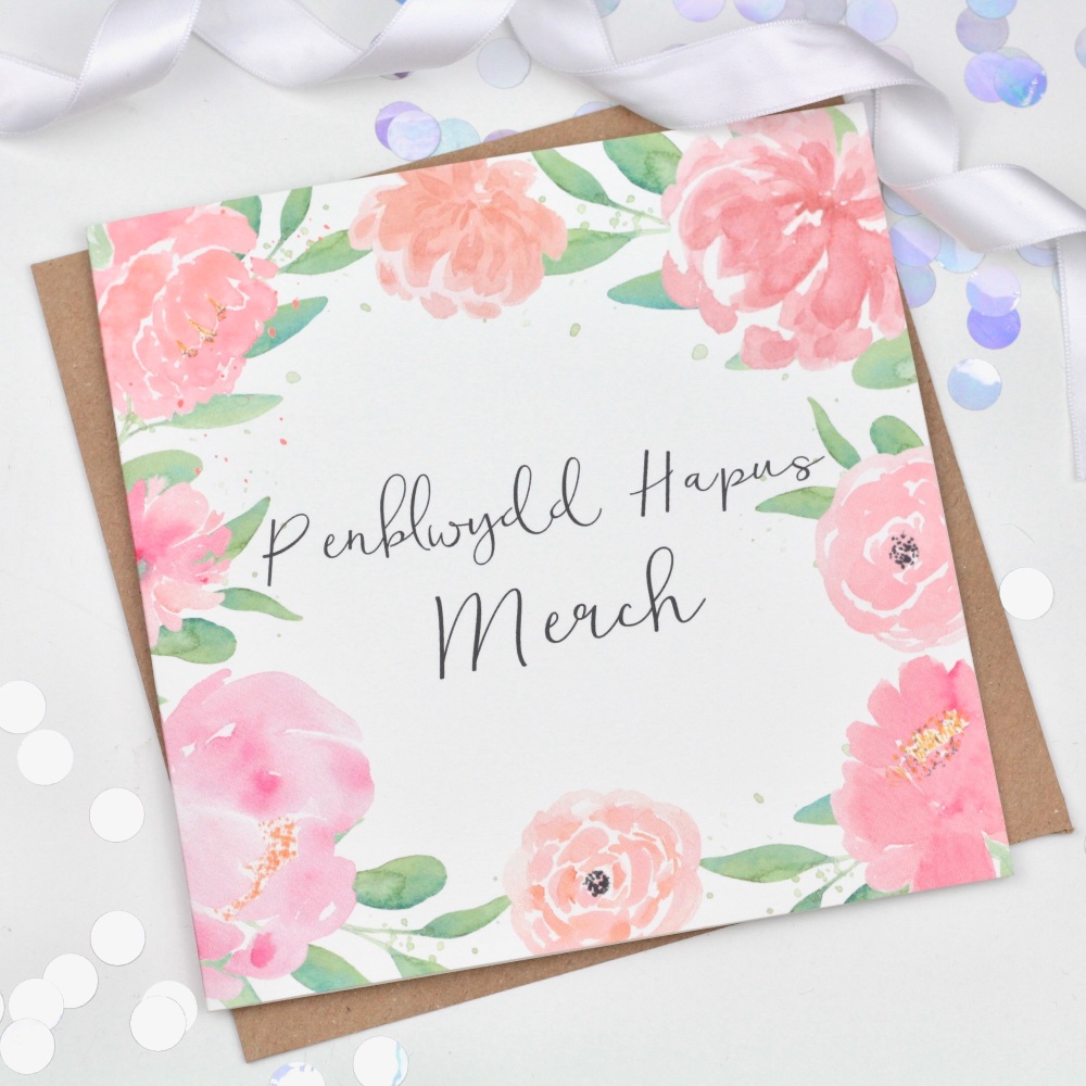 Floral Watercolour - Penblwydd Hapus Merch  - Card