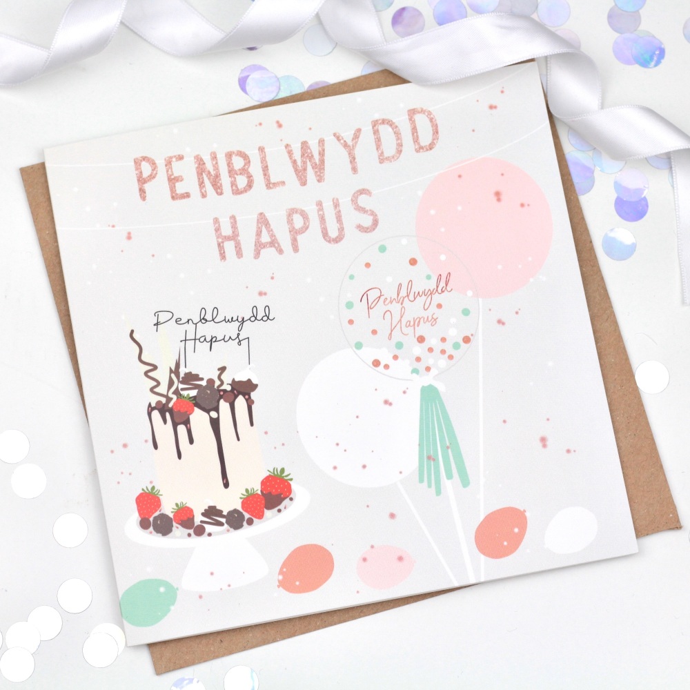 Birthday Setup - Penblwydd Hapus  - Card