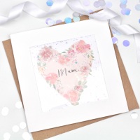 Floral Heart  - Mam - Confetti Card