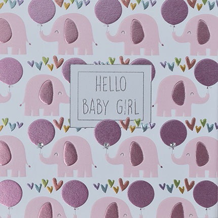 Hello Baby girl Card, new baby card, baby girl card