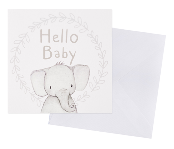 Hello baby card, new baby card, elephant baby card