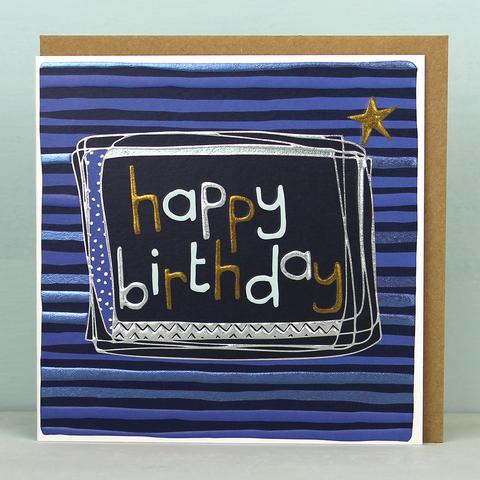 Stripy Happy Birthday - Card