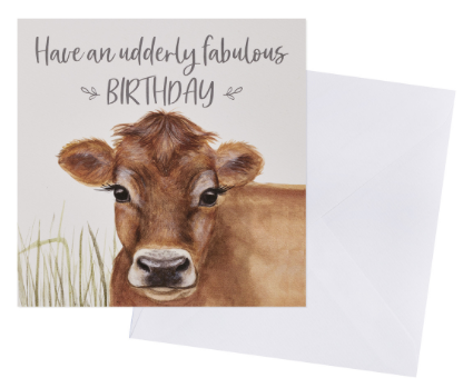 Udderly Fabulous Birthday Card, Birthday card, happy birthday card, modern 