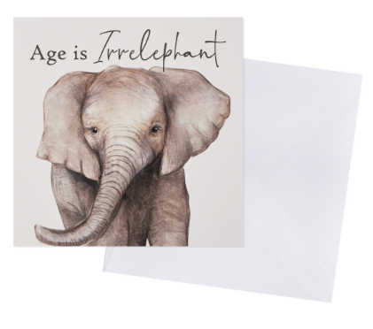 Age is Irrelephant Card, Birthday card, happy birthday card, modern birthda
