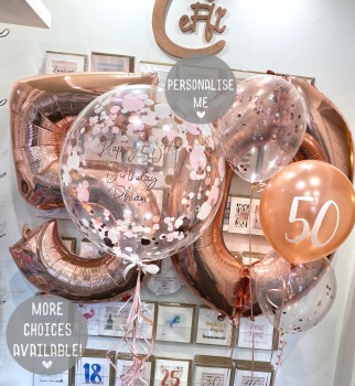 Rose Gold Age Balloon Bunch - Various Ages