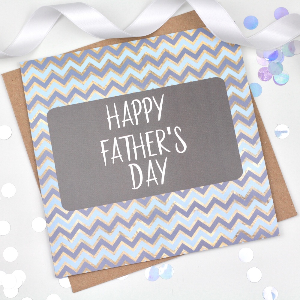 Blue & Gold Chevron - Happy Father's Day  - Card