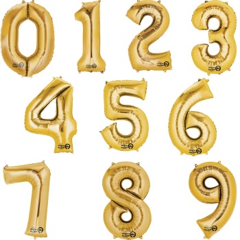 Giant Number Balloon - Gold - Various Choice