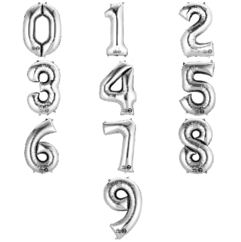 Giant Number Balloon - Silver - Various Choice