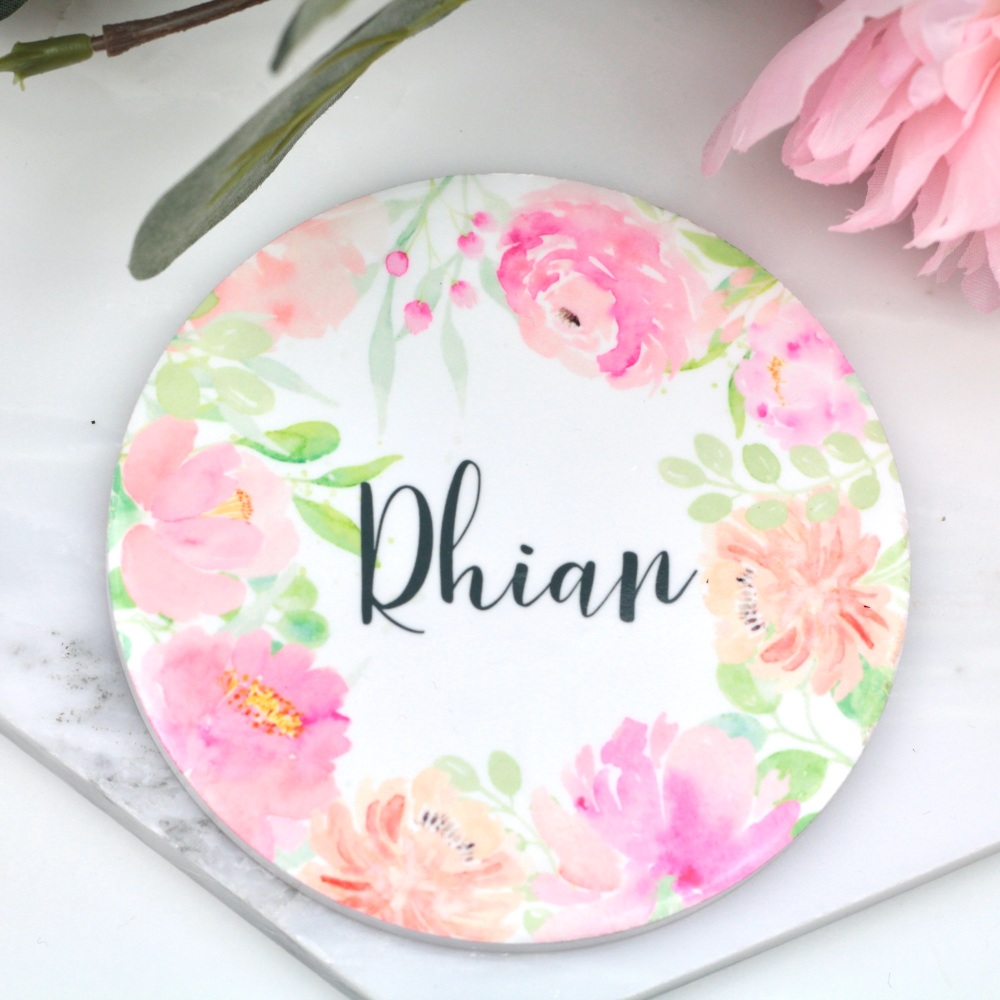 Personalised - Floral Watercolour - Coaster