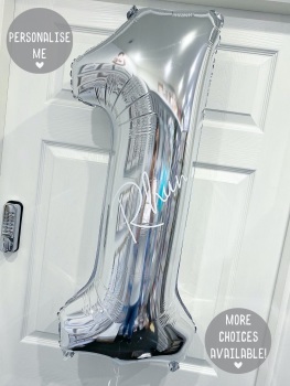 Personalised Giant Number Balloon - Silver - Various Choice