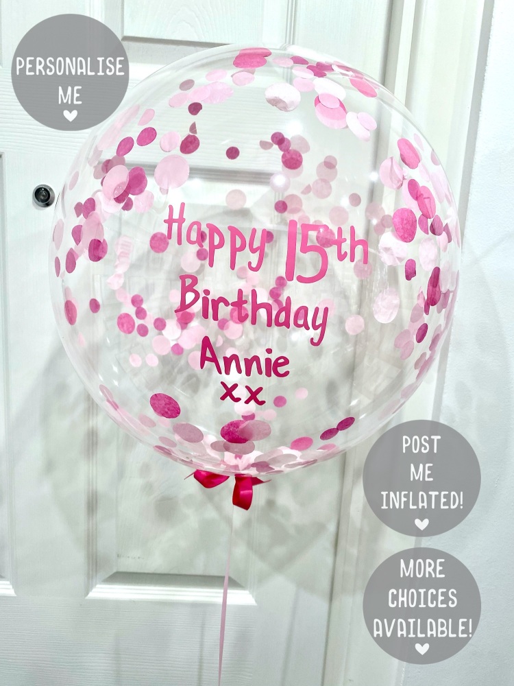 Pink ombre balloon, pink confetti balloon, north wales confetti balloons, p