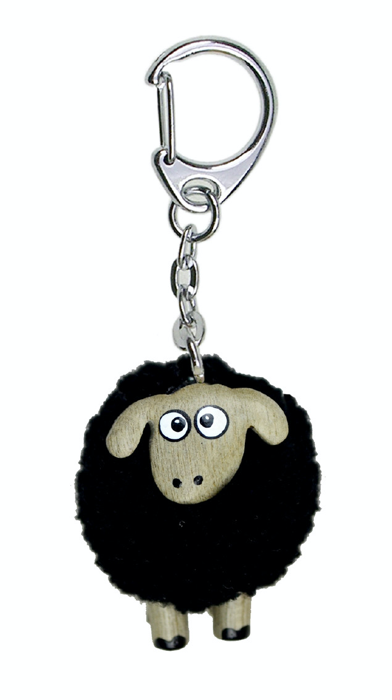 Black Pom Pom Sheep - Keyring