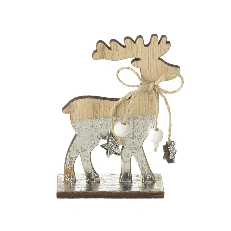 Wooden reindeer decoration, standing wooden reindeer decoration