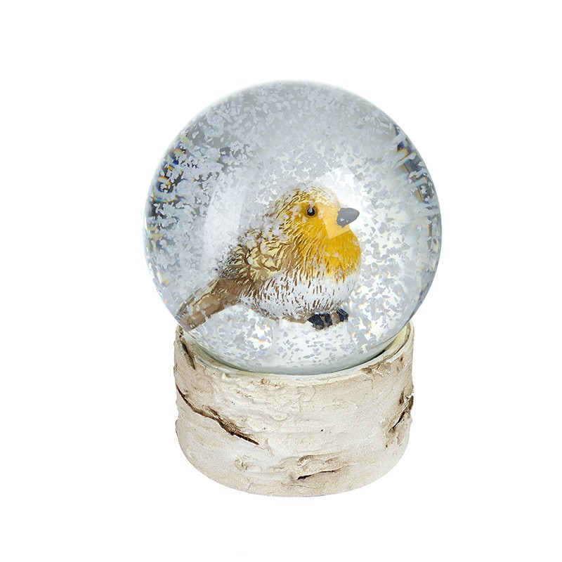 Robin snow globe, snow globe with robin, rustic christmas decorations