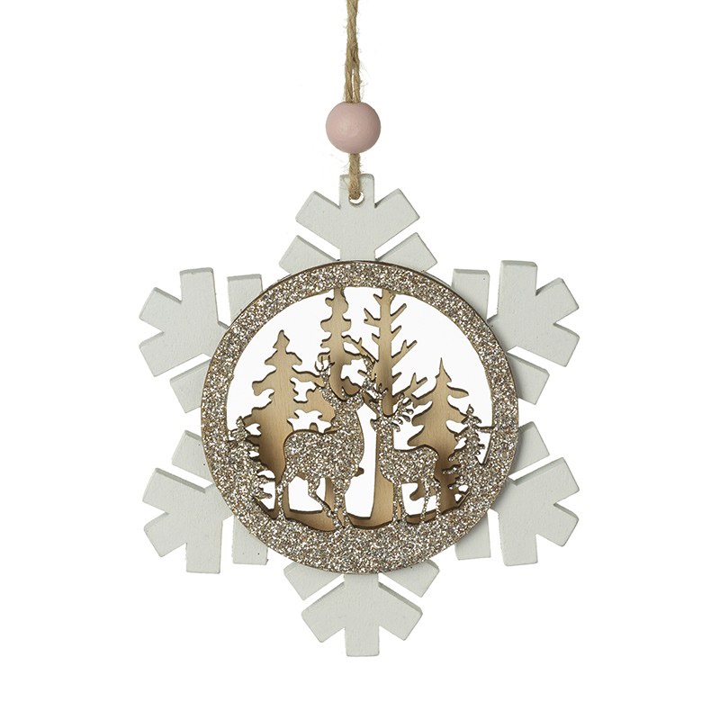 Glittery Snowflake Scene - Hanging Decoration