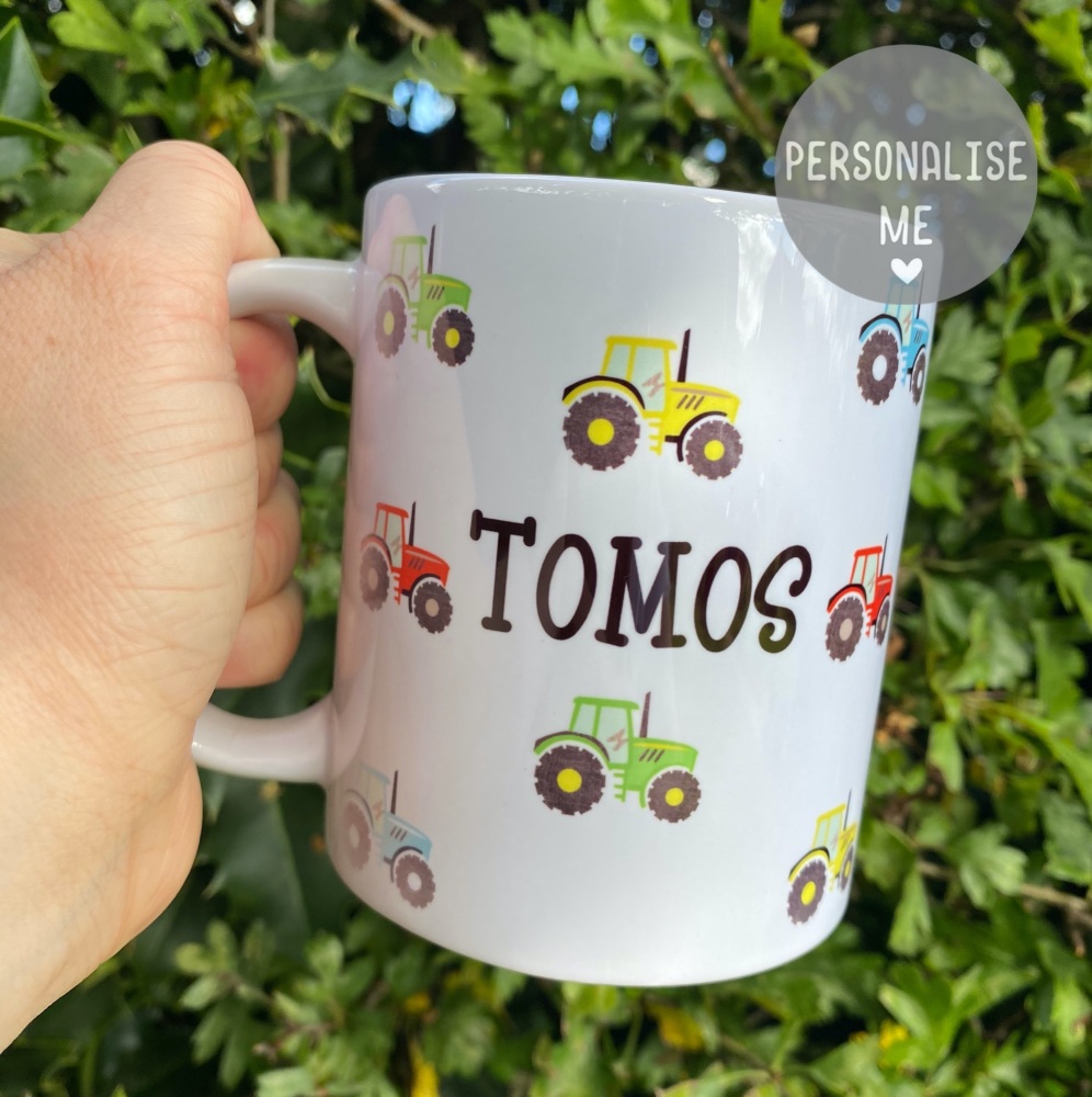 Personalised tractor mug, personalised mug, tractor mug