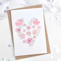 Floral Heart - White - Plain Card
