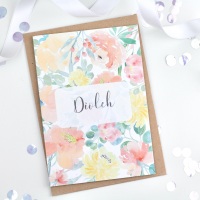 Floral Flourish - Yellow - Diolch Card