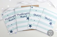 Blue Stripy Mixed - Card Pack - 4
