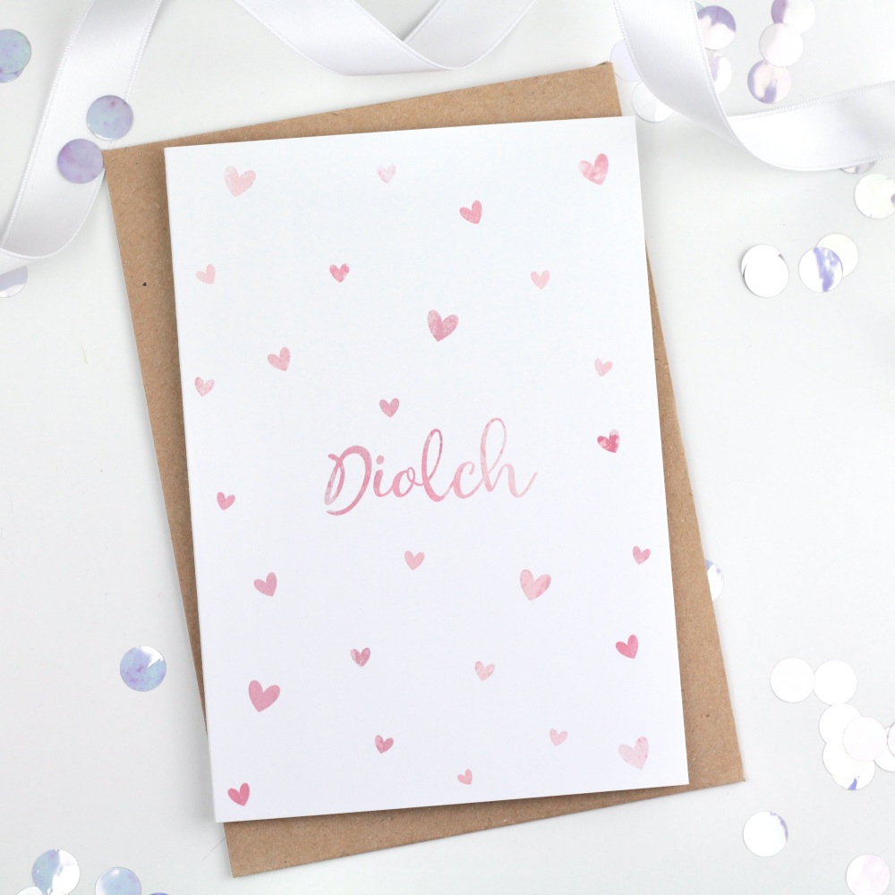 Dotty Hearts - Diolch - Card
