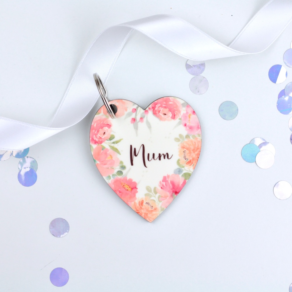 Floral Flourish - Mum - Heart Keyring