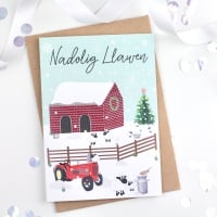 Christmas Farm Scene - Nadolig Llawen - Card