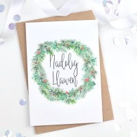 Wreath - Nadolig Llawen - Card