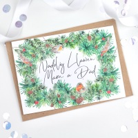 Greenery Wreath - Nadolig Llawen Mam a Dad - Card  