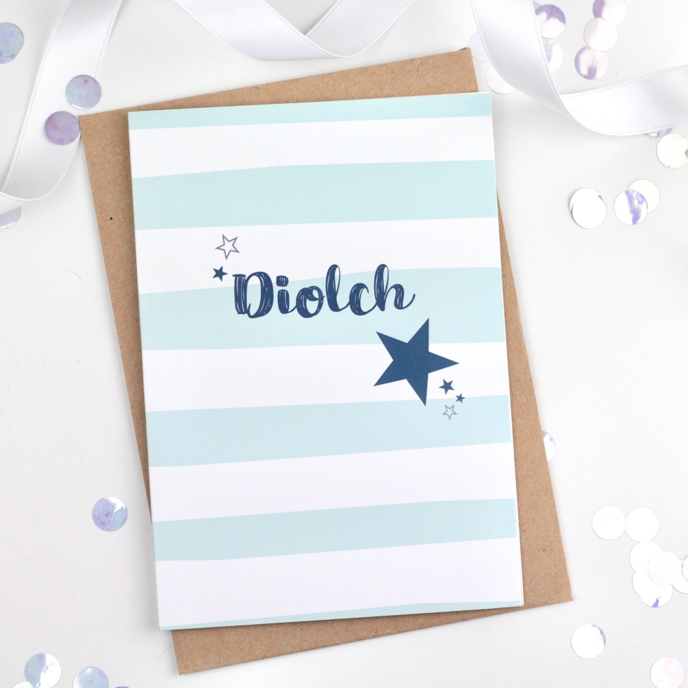 Blue Stripe - Diolch - Card