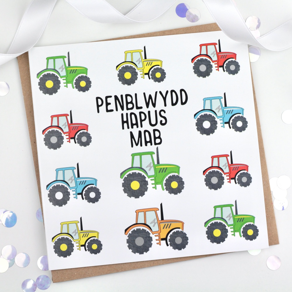Tractors - Penblwydd Hapus Mab  - Card