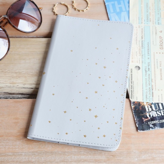 Grey travel wallet, gift for traveler, passport holder