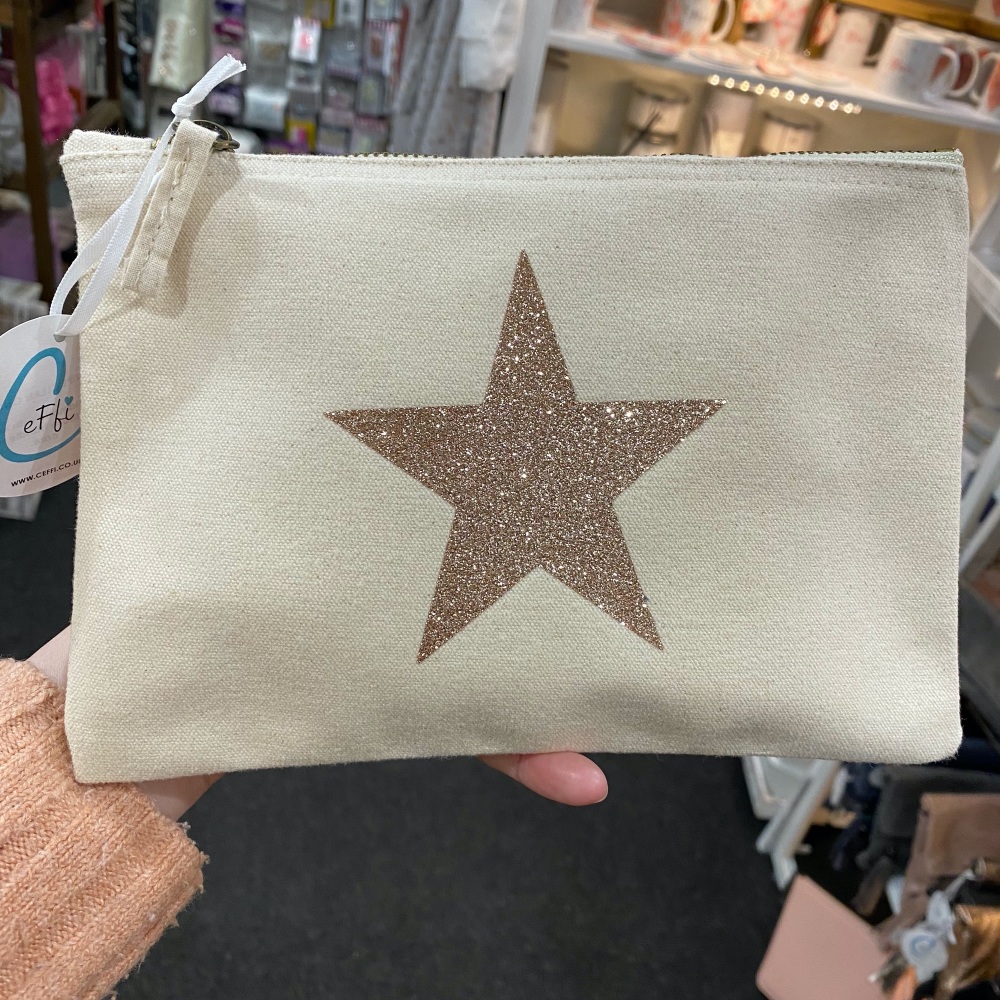 Star bag, bag with star, star pouch bag, bag with glittery star